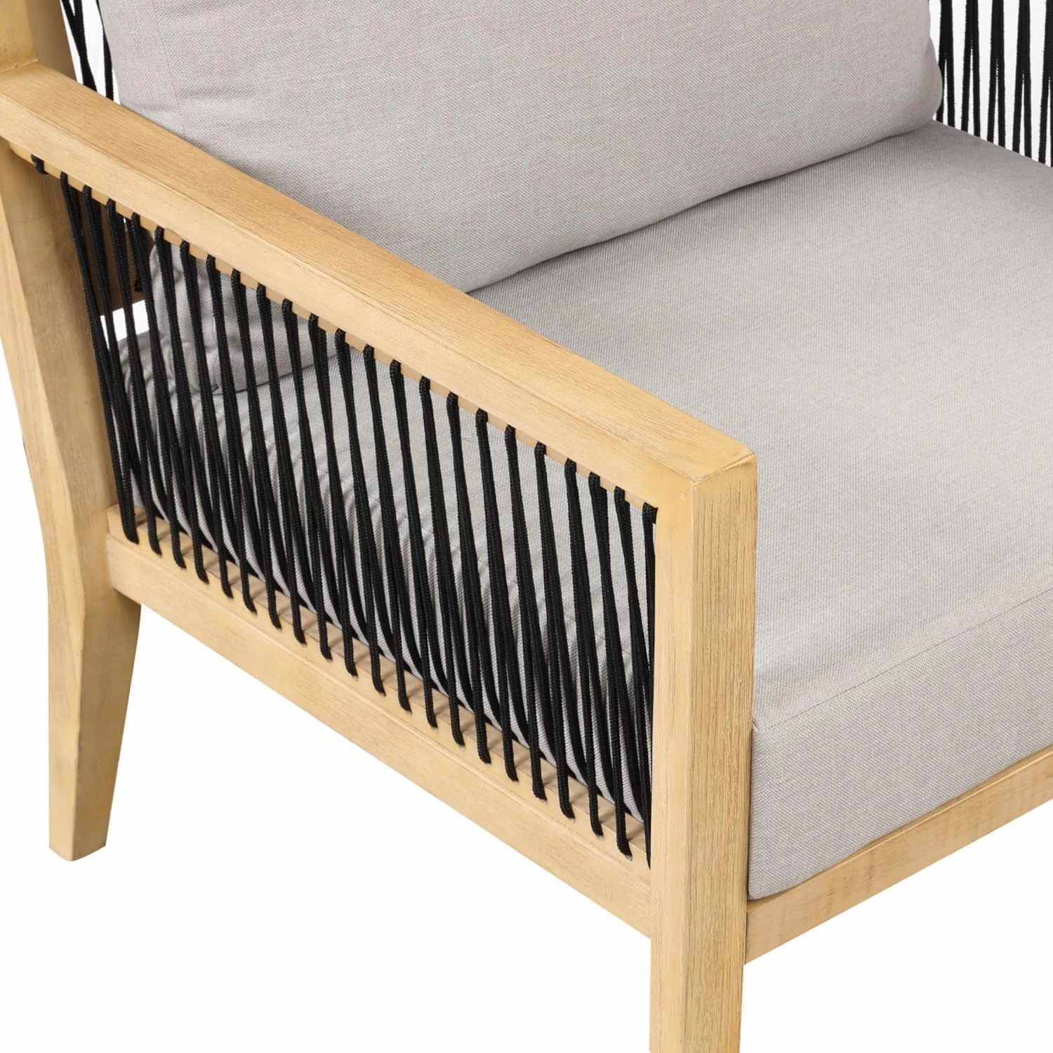 Nathan James Freya Bohemian Wooden Armchair, Outdoor Patio Chair, Solid Acacia Wood Frame, Gray/Natural Brown