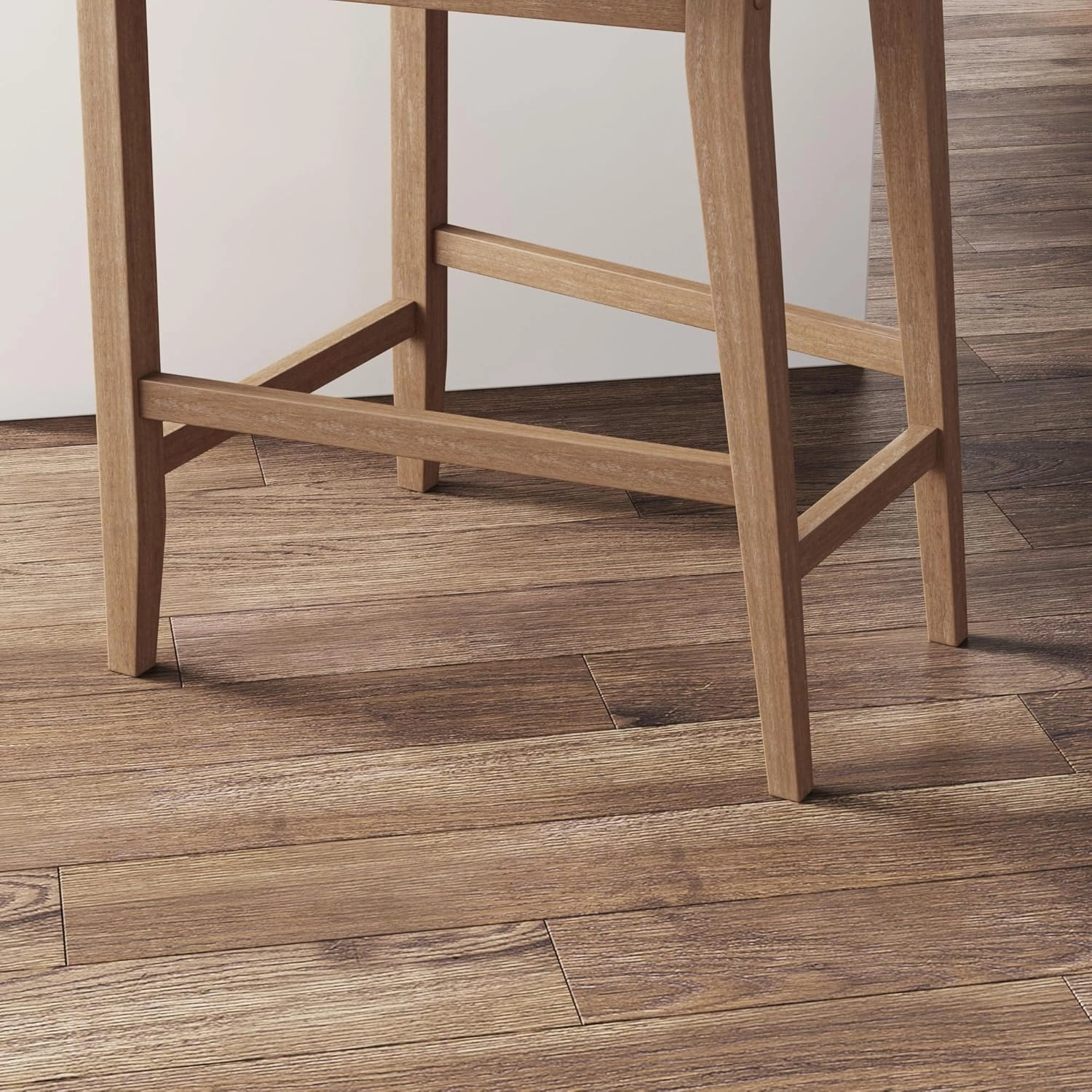Nathan James Gracie Modern Counter Height Bar Stool with Back, Counter Stool Upholstered Chair with Natural Flax White Fabric and Brushed Light Brown Wooden Legs, Natural Flax/Brown