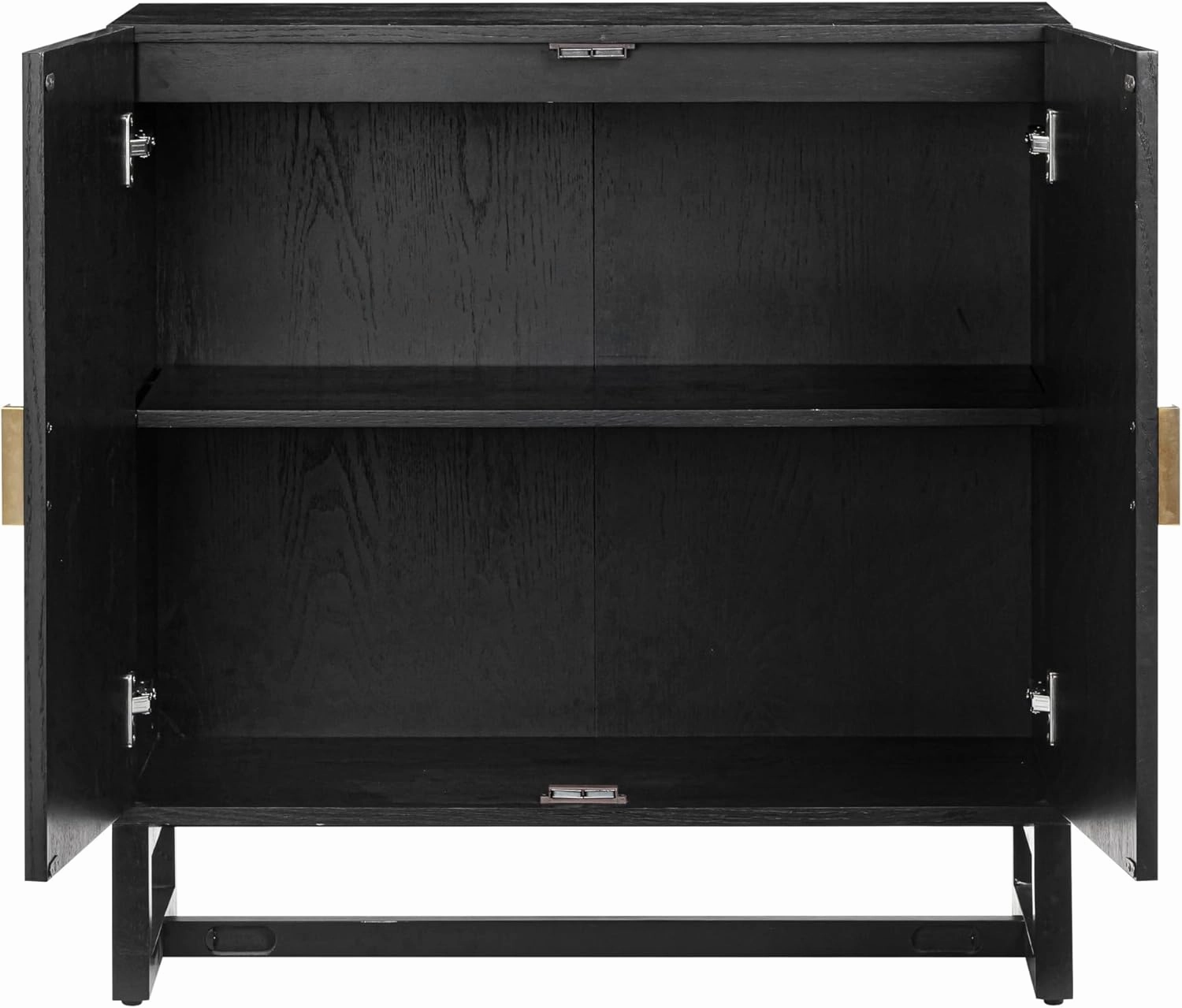 Nathan James Paxton Boho Wood Storage Cabinet with Doors, Small Storage Cabinet for Living Room or Kitchen with Rattan Door Details, Black Oak