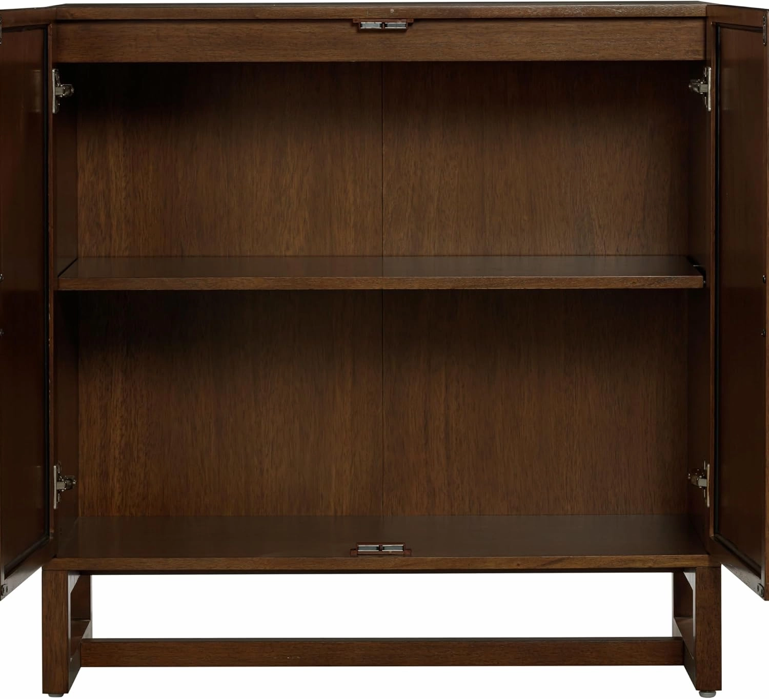 Nathan James Paxton Boho Wood Storage Cabinet with Doors, Small Storage Cabinet for Living Room or Kitchen with Rattan Door Details, Dark Walnut