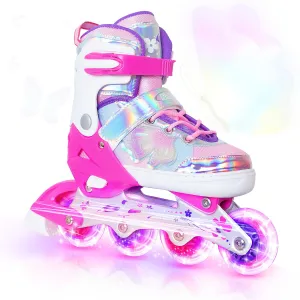 Nattork Adjustable Inline Skates for Kids - Fairy Wing Viva Magenta