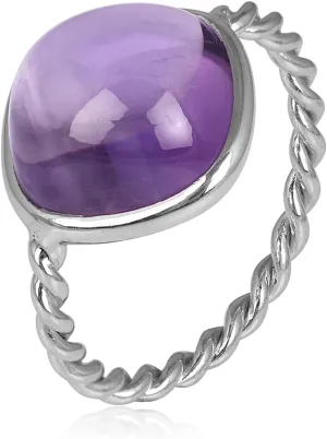 Natural Amethyst Ring for Women Purple Gemstone Twisted Cable Wire Ring Amethyst Jewelry Gift for Women