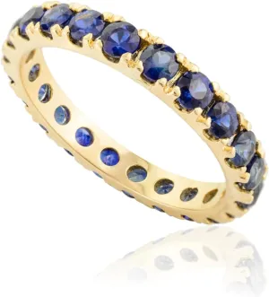 Natural Blue Sapphire Eternity Ring for Women in 14K Yellow Gold, September Birthstone Jewellery Gift for Her, Birthday, Engagement, Wedding, Anniversary