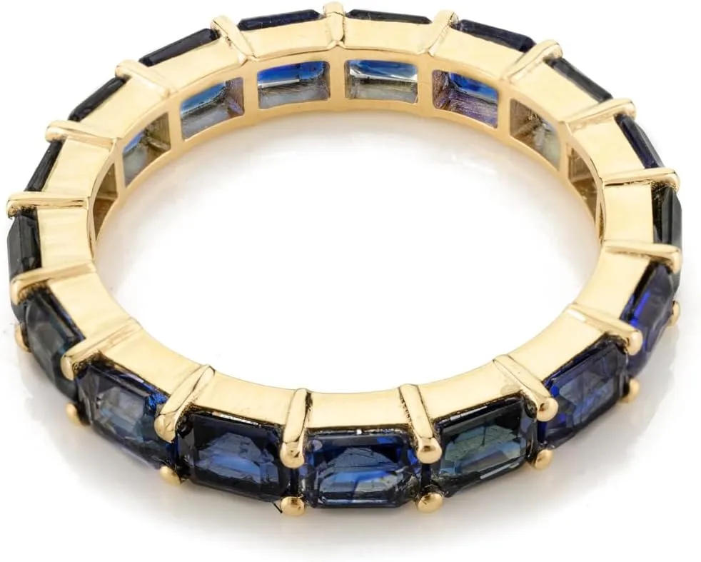 Natural Blue Sapphire Eternity Ring for Women in 18K White Gold, September Birthstone Jewellery Gift for Her, Birthday, Engagement, Wedding, Anniversary