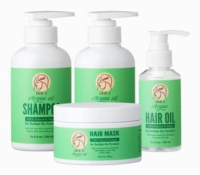 Natural Argan Oil - 4 Step Hair Care Set for All Hair Types, Unscented, Liquid, Unisex-Adults