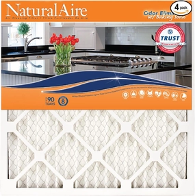 NaturalAire 20x25x1 Pleated Air Filter - Odor Eliminator with Baking Soda, 4-Pack of MERV 8. Controls Household Odors and Traps Harmful Airborne Particles, Lasting Up To 90 Days. 84857.012025