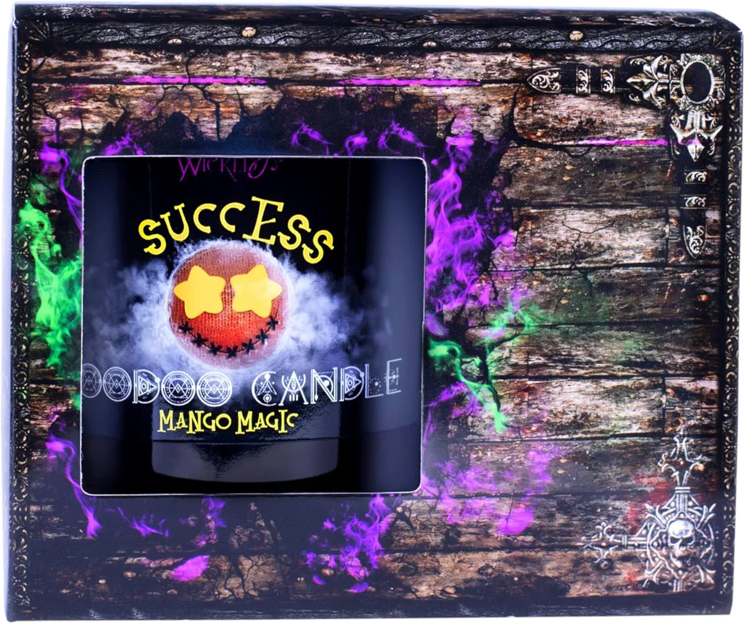 Naturally Wicked Voodoo Success Candle Set - Inc. Voodoo Doll, Crystal, Wood Wick, Mango Magic Scent & Gift Box