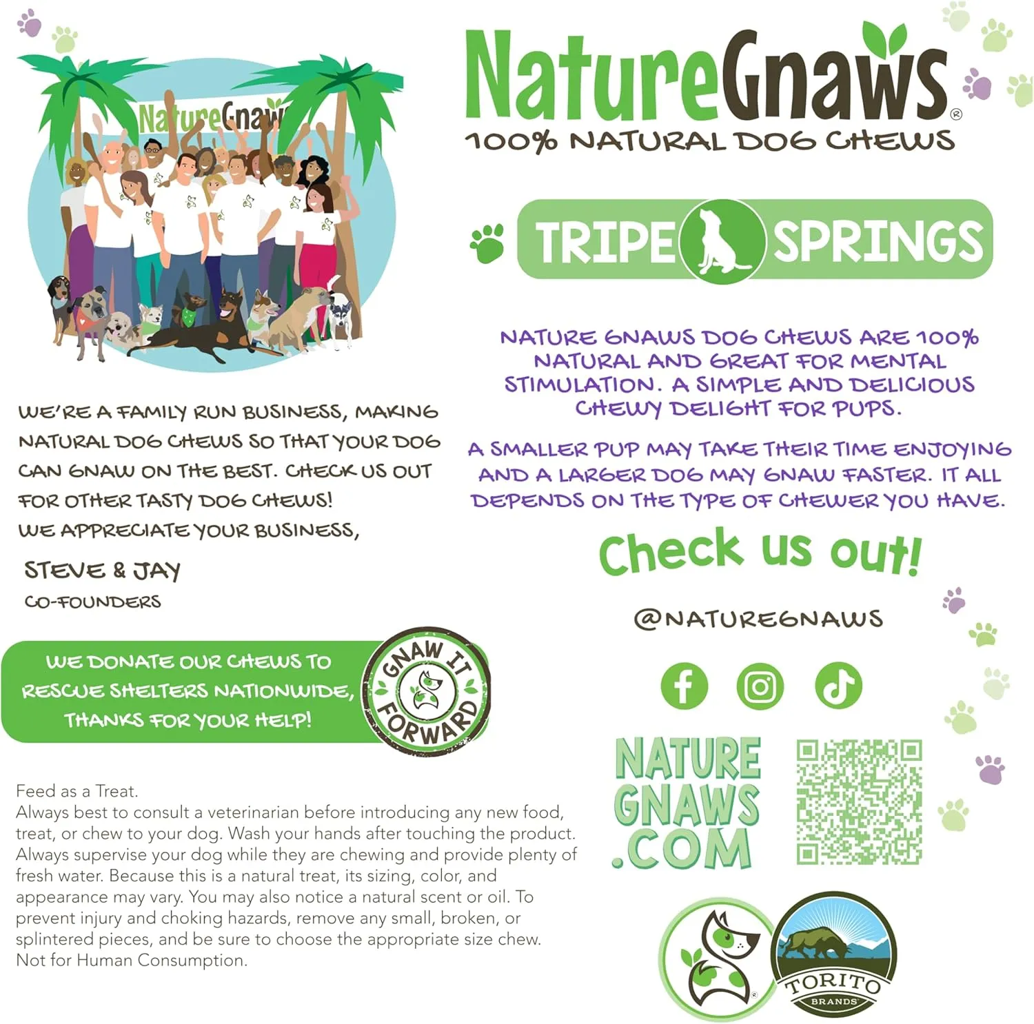 Nature Gnaws Tripe Twist Springs for Dogs - Premium Natural Beef Dog Treats - Simple Single Ingredient Crunchy Dog Chews - Training Reward - 8 Inch 10 Count