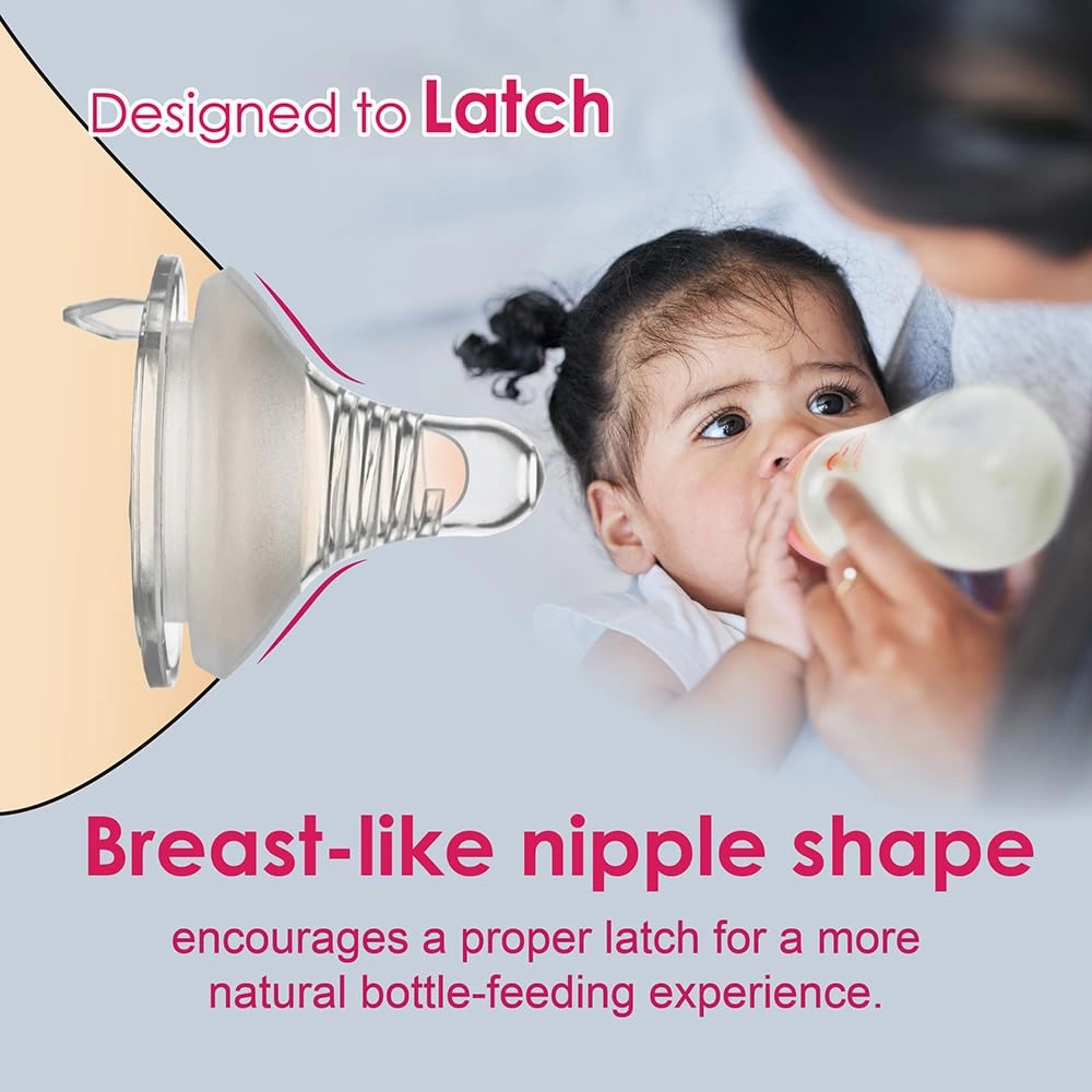 Nenesupply 4 Sets of Nipple Ring and Cap Compatible with Nenesupply Baby Bottle Silicone Bottle Avent Bottle Nipple Collar Anti Colic Level 2 for 1  Month Infant Slow Flow for Newborn Babies
