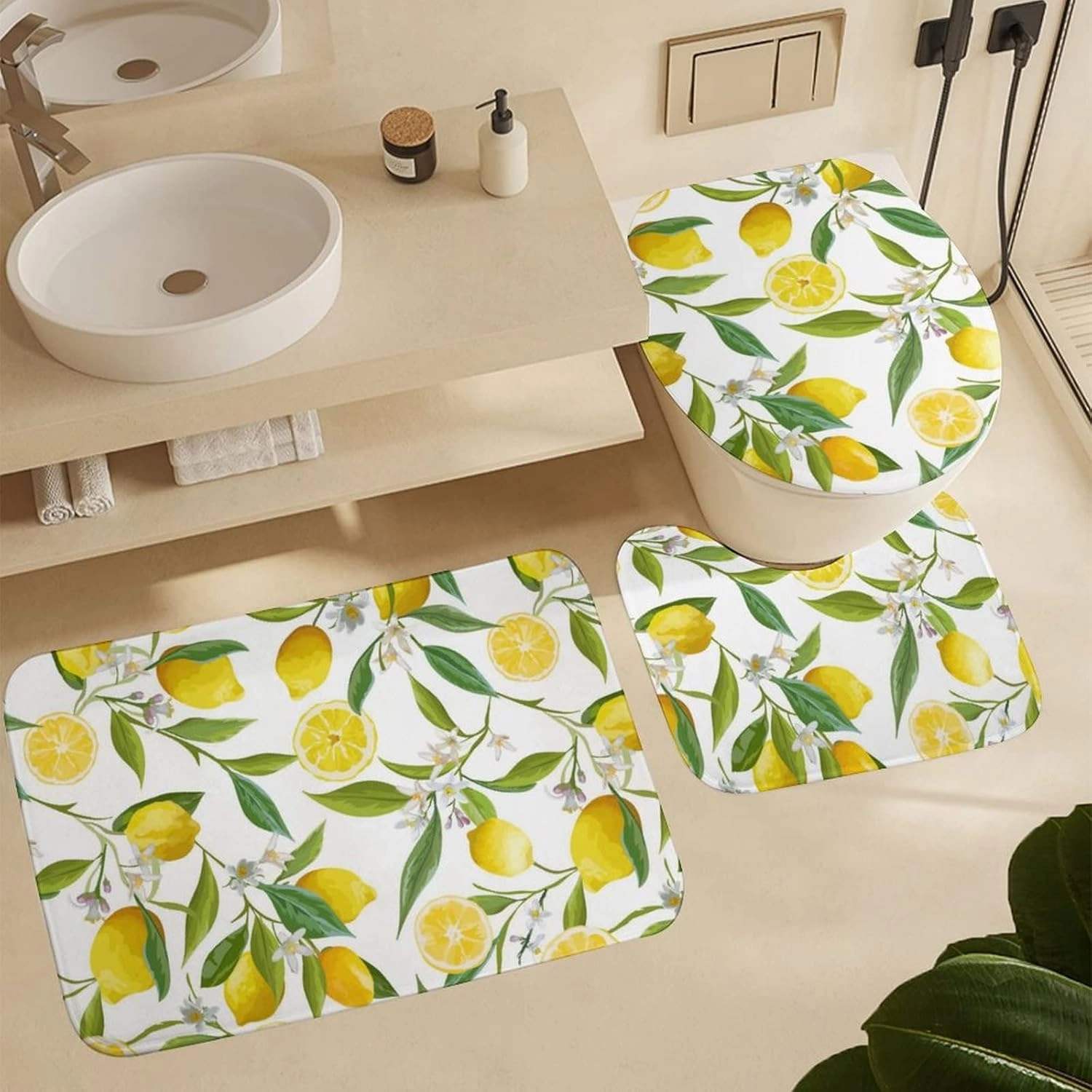 New Camping Bath Mat Set, Bathroom Rugs for 3 Pieces, Toilet Mats, Soft Comfortable, Water Absorption, Non-Slip, Easier to Dry for Floor Mats