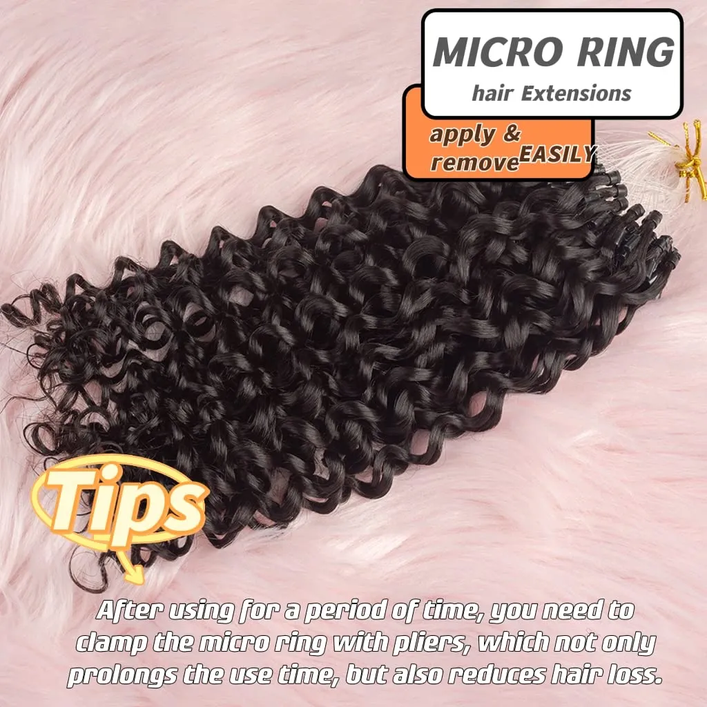 Niawigs 3B 3C Curly Micro Links Human Hair For Black Women 100% Brazilian Human Hair Curly Micro Link Extensions Hair 100 Strands 100 Grams Per Pack (Natural Black, 22inches)