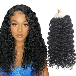 Niawigs 3B 3C Curly Micro Links Human Hair For Black Women 100% Brazilian Human Hair Curly Micro Link Extensions Hair 100 Strands 100 Grams Per Pack (Natural Black, 22inches)