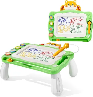 NIPLOOW Magnetic Drawing Board with Early Educational Toy Story Machine, Doodle Board Montessori Preschool Travel Toys Gifts for 3 4 5 6 Year Old Etch Sketch Erasable Writing Pad