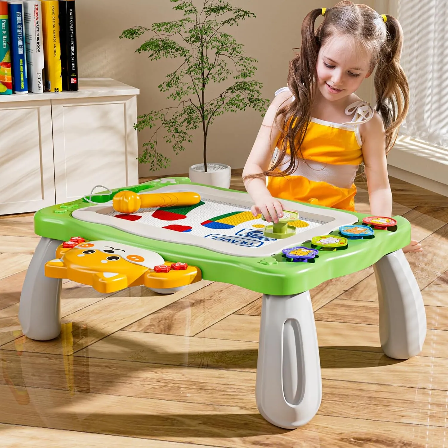 NIPLOOW Magnetic Drawing Board with Early Educational Toy Story Machine, Doodle Board Montessori Preschool Travel Toys Gifts for 3 4 5 6 Year Old Etch Sketch Erasable Writing Pad