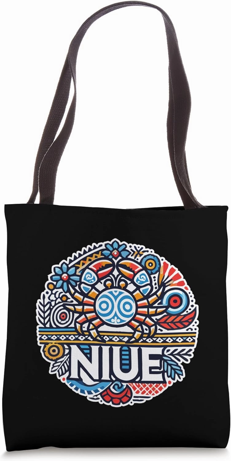 NIUE - Tribal Pattern Art - Colorful with White Outline Tote Bag