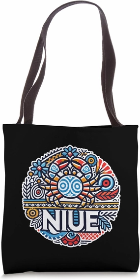 NIUE - Tribal Pattern Art - Colorful with White Outline Tote Bag
