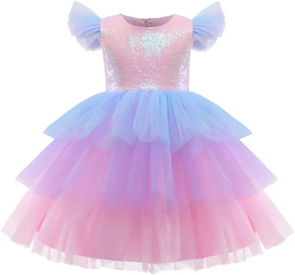 NNJXD Flower Girl Dress Kids Ruffles Lace Party Wedding Dresses