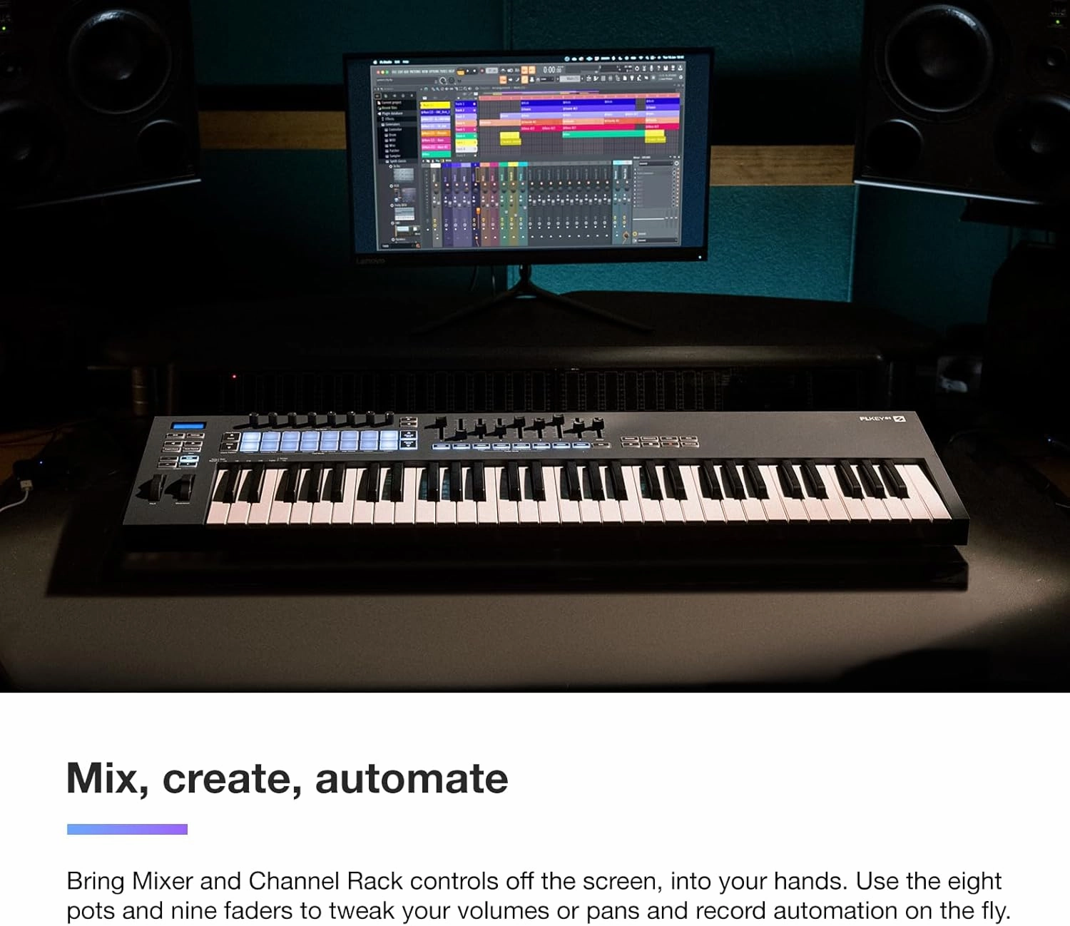 Novation FLkey 49 MIDI Keyboard - Seamless FL Studio Integration with Chord Mode and Scale Mode. All the software you need for Music Production