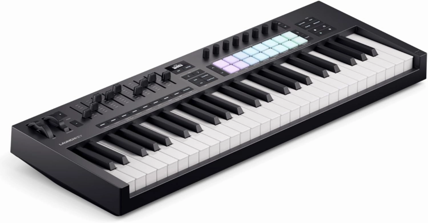 Novation Launchkey 49 MK4 – 49 key Semi-Weighted, USB, MIDI Keyboard Controller with DAW Integration. Chord & Scale Modes, 8 Drum Pads, & Arpeggiator — Includes Software Bundle for Music Production