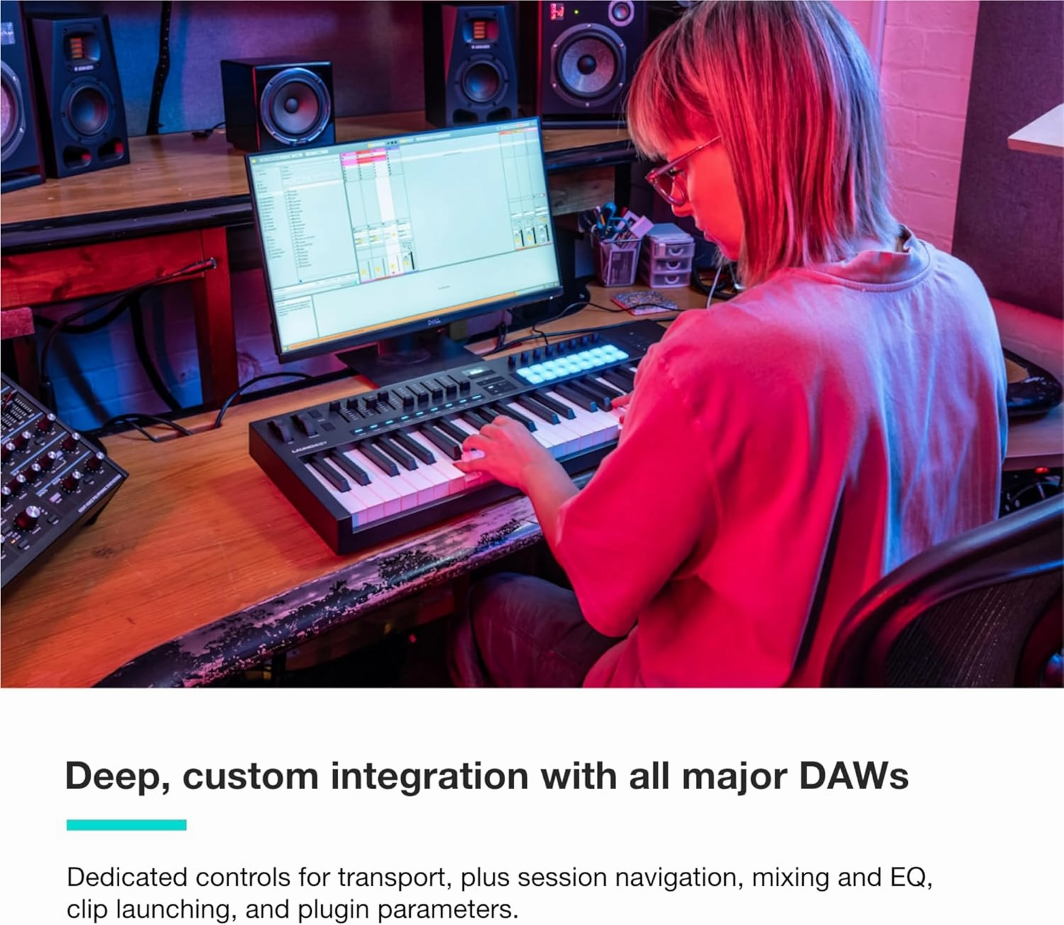 Novation Launchkey 49 MK4 – 49 key Semi-Weighted, USB, MIDI Keyboard Controller with DAW Integration. Chord & Scale Modes, 8 Drum Pads, & Arpeggiator — Includes Software Bundle for Music Production