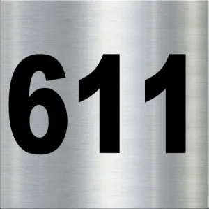 Number plate 611 Room, Hotel, Hospital, Lodge,Apartment, Flat,Door No,College, Library, Rack Numbers Warehouse, Steel brushed type color ACP Board with PVC waterproof Black sticker