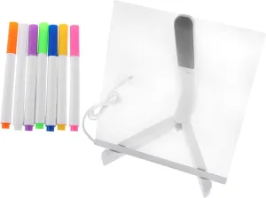 NUOBESTY 1Set LED Drawing Board Safe Light Up Memo Pad with Color Pens Stand for Creative Painting and Writing Activities School