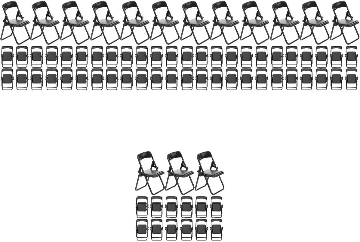 NUOBESTY 60Pcs Mini Foldable Chairs Dollhouse Mini Stand Model Chair Desk Phone Stand for Dollhouse Decoration