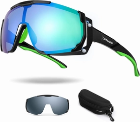 Odoland Cycling Sunglasses, Magnetic Lenses UV400 Polarized Sports Sunglasses for Baseball MTB Running Baseball Men Women