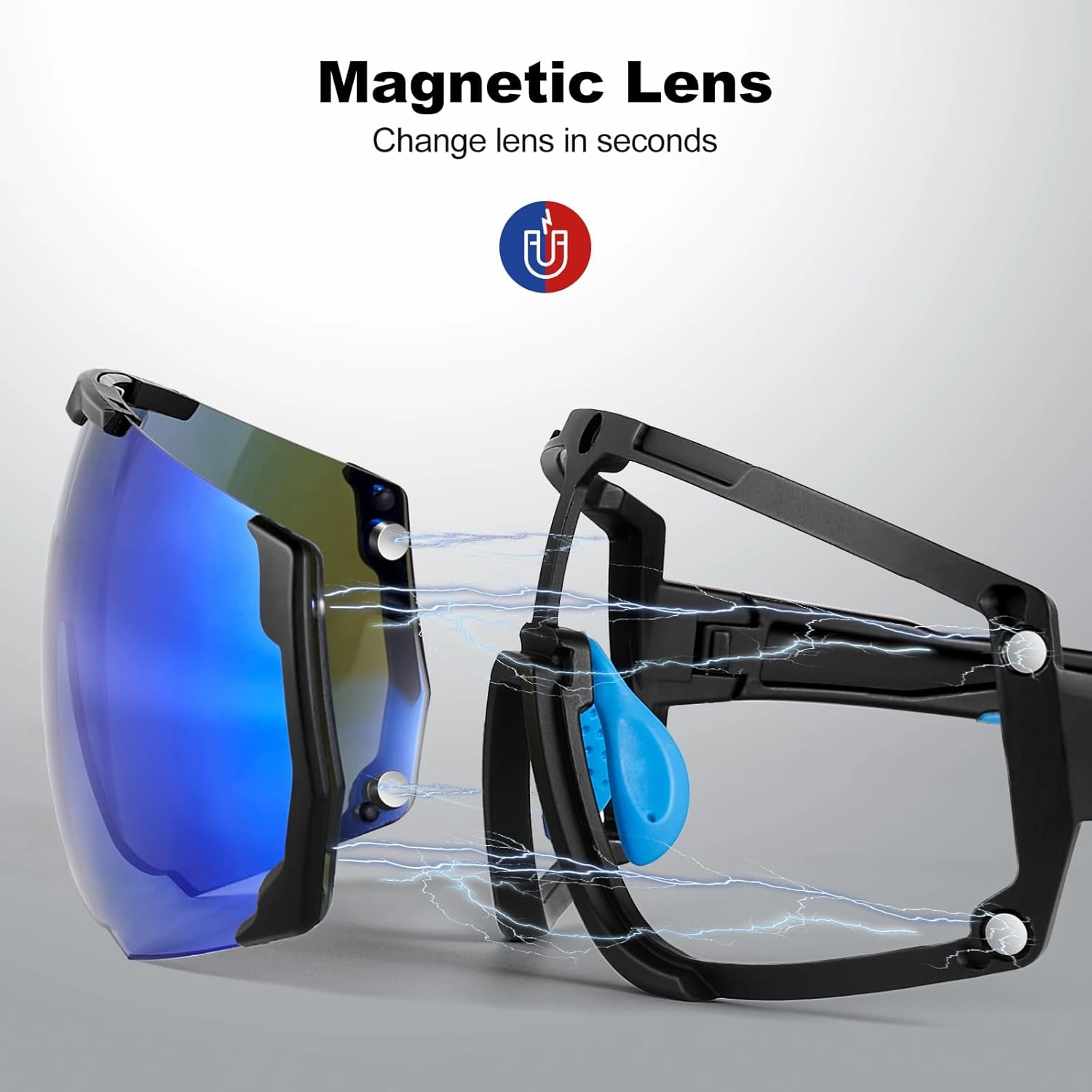Odoland Cycling Sunglasses, Magnetic Lenses UV400 Polarized Sports Sunglasses for Baseball MTB Running Baseball Men Women