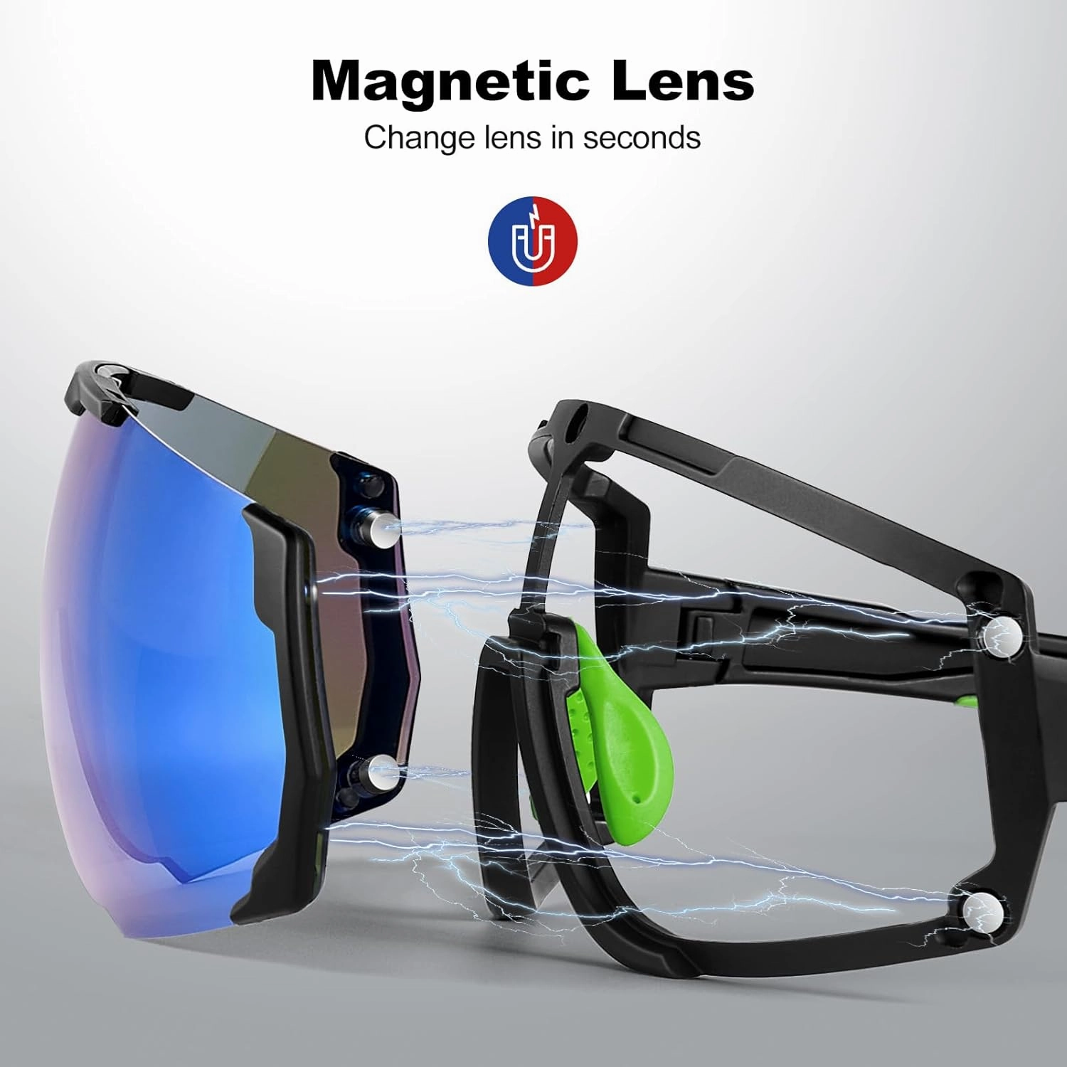 Odoland Cycling Sunglasses, Magnetic Lenses UV400 Polarized Sports Sunglasses for Baseball MTB Running Baseball Men Women