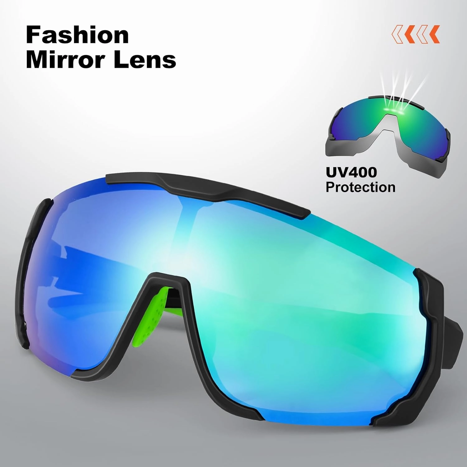 Odoland Cycling Sunglasses, Magnetic Lenses UV400 Polarized Sports Sunglasses for Baseball MTB Running Baseball Men Women