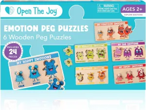 Open The Joy Layers of Emotions Puzzle – Social Emotional Learning (SEL) Toy for Kids | 24-Piece Wooden Peg Puzzle for Understanding Complex Emotions | Ages 4 