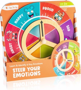 Open The Joy Steer Your Emotions Wheel – Wooden Emotional Regulation Steering Toy for Kids | SEL Tool for Toddlers and Preschool | Teaches Feelings & Self-Regulation | Ages 3 