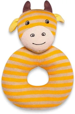 Organic Farm Buddies Apple Park George Giraffe Teething Rattle, Baby Toy for Infants - Hypoallergenic, 100% Organic Cotton