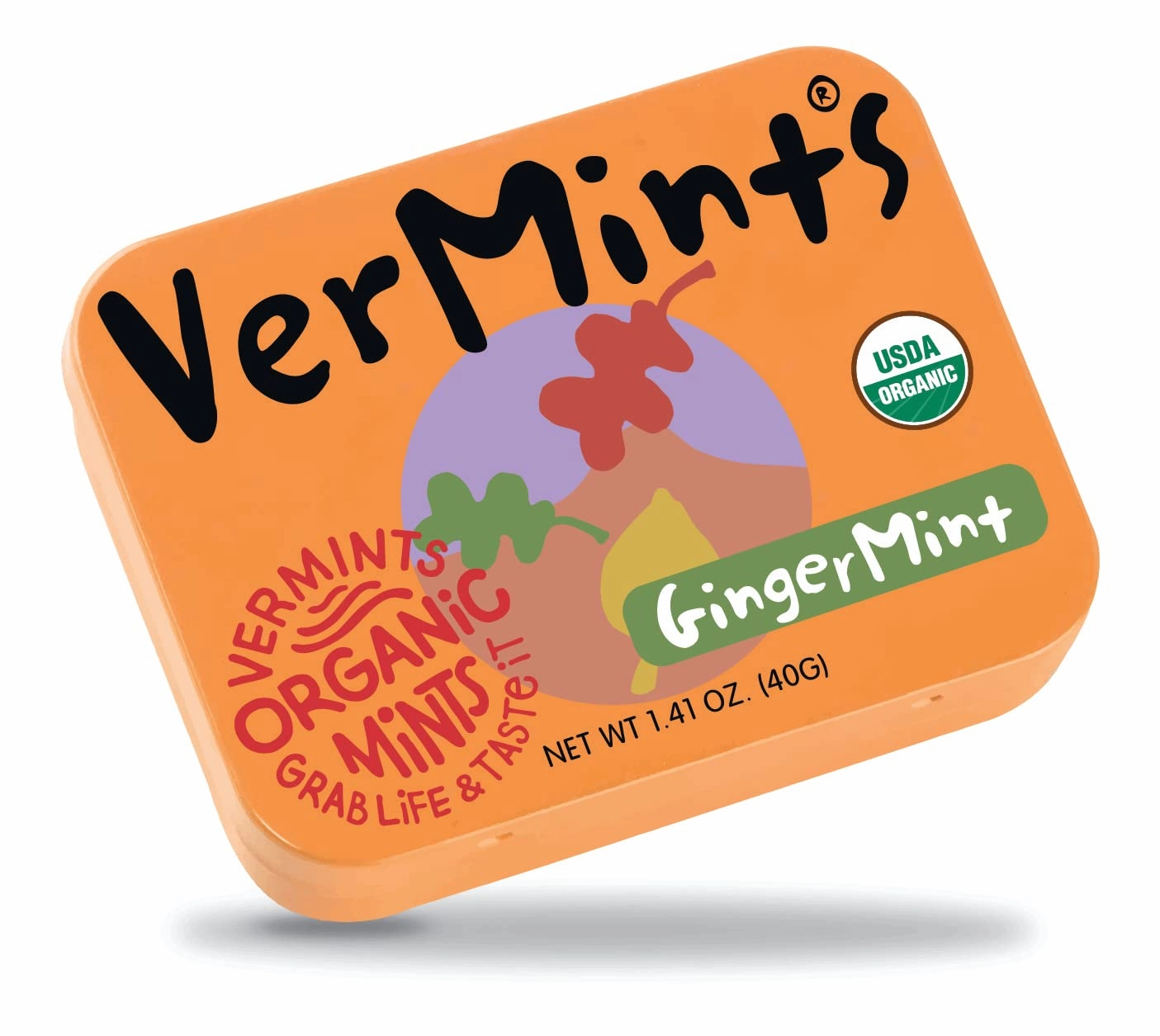 Organic Breath Mints by VerMints, GingerMint Flavor, All Natural, Non-GMO, Nut Free, Gluten Free, Vegan, KSA Kosher, Pack of 6, 1.41oz Tins