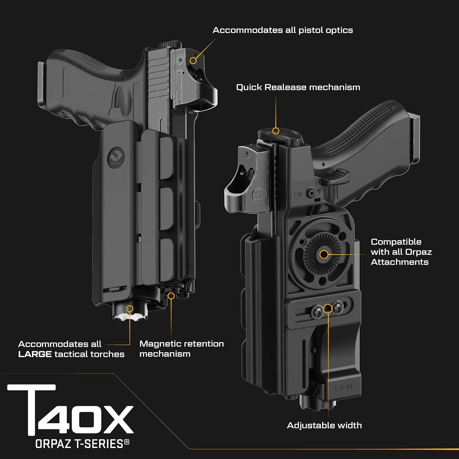 Orpaz T40 Adjustable and Modular Sig P320 Holster Compatible with OWB Sig Sauer P320 Holder with Light/Laser/Sight/Optics - Will Secure Your Handgun with a Tactical Appearance