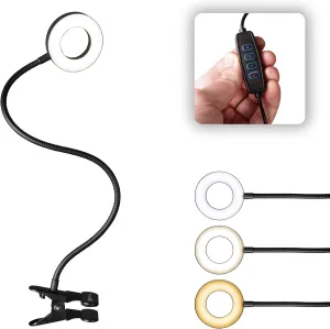 OttLite® Wellness Series Capture Clip-On LED Ring Light, 25"H, 11.5W, Black