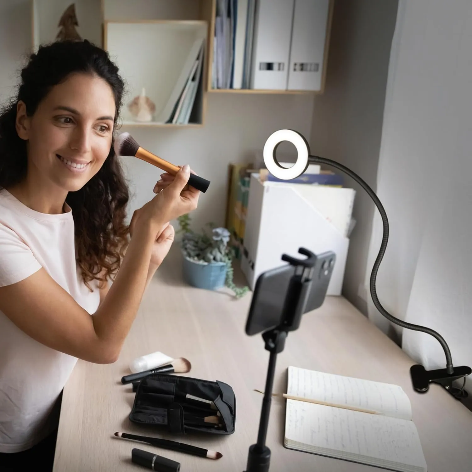OttLite® Wellness Series Capture Clip-On LED Ring Light, 25"H, 11.5W, Black