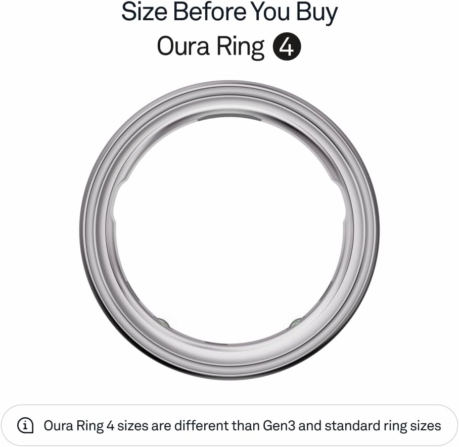 Oura Ring 4 - Silver - Size 8 - Smart Ring - Size First with Oura Ring 4 Sizing Kit - Sleep Tracking Wearable - Heart Rate - Fitness Tracker - Up to 8 Days of Battery Life