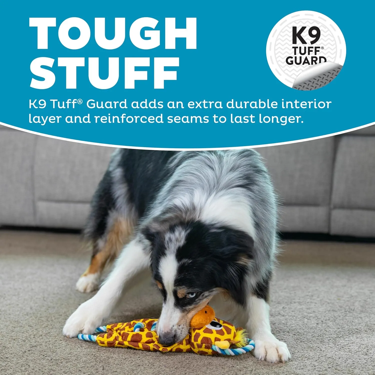 Outward Hound Ropiez Rope Interactive Dog Tug Toy for Tugging Squeaky Fun, Giraffe, Yellow, Large