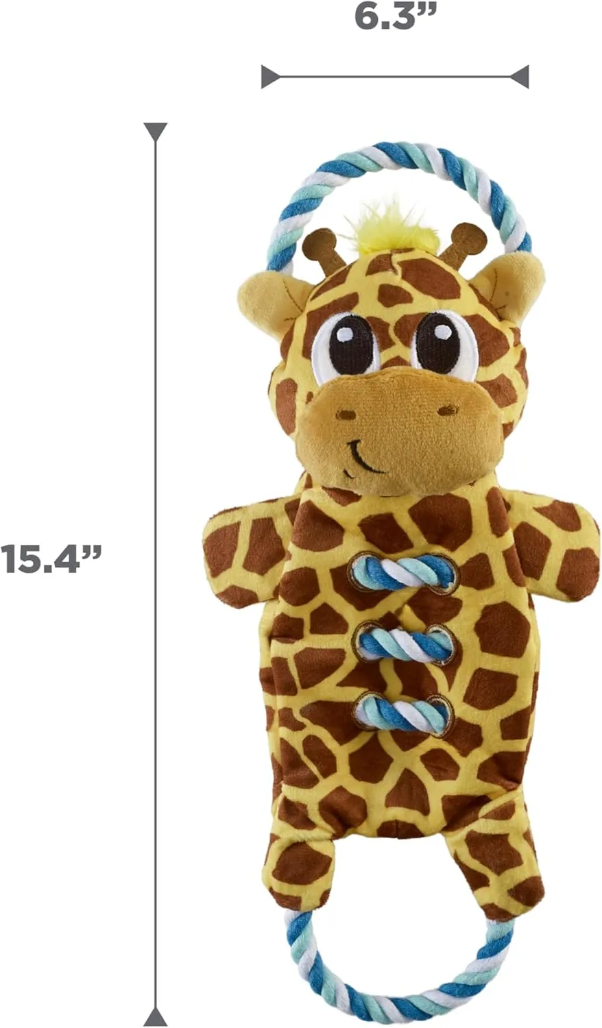 Outward Hound Ropiez Rope Interactive Dog Tug Toy for Tugging Squeaky Fun, Giraffe, Yellow, Large