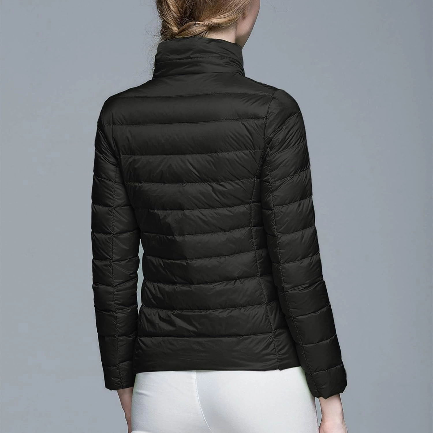 Packable Down Jacket for Women Lightweight Winter Duck Down Jackets Slim Fit Bubble Coat Zipper Warm Puffer Jacket with Hood