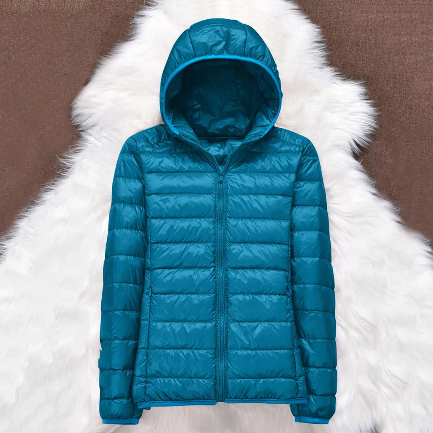 Packable Down Jacket for Women Lightweight Winter Duck Down Jackets Slim Fit Bubble Coat Zipper Warm Puffer Jacket with Hood