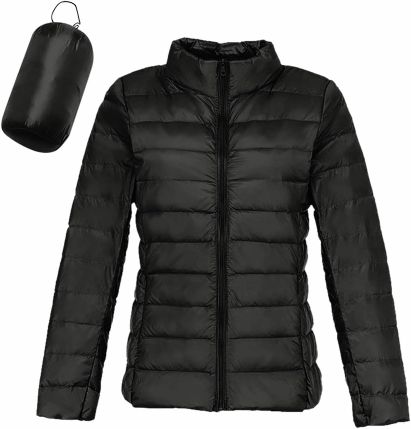 Packable Down Jacket for Women Lightweight Winter Duck Down Jackets Slim Fit Bubble Coat Zipper Warm Puffer Jacket with Hood