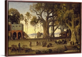 Paint by Numbers for Adults, DIY Oil Canvas Painting KitsArts and Crafts for Home Wall Decor, — Moonlit Scene of Indian Figures and Elephants Among Banyan Trees Upper India, by Johann Zoffany