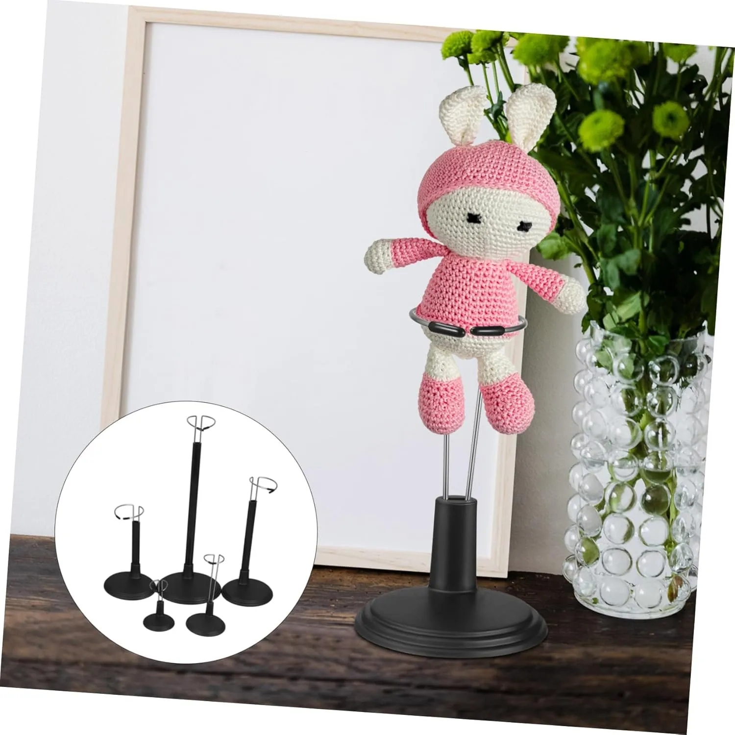 PartyKindom Doll Display Stand 5pc Action Figure Stands Sturdy Plastic Base Metal Structure