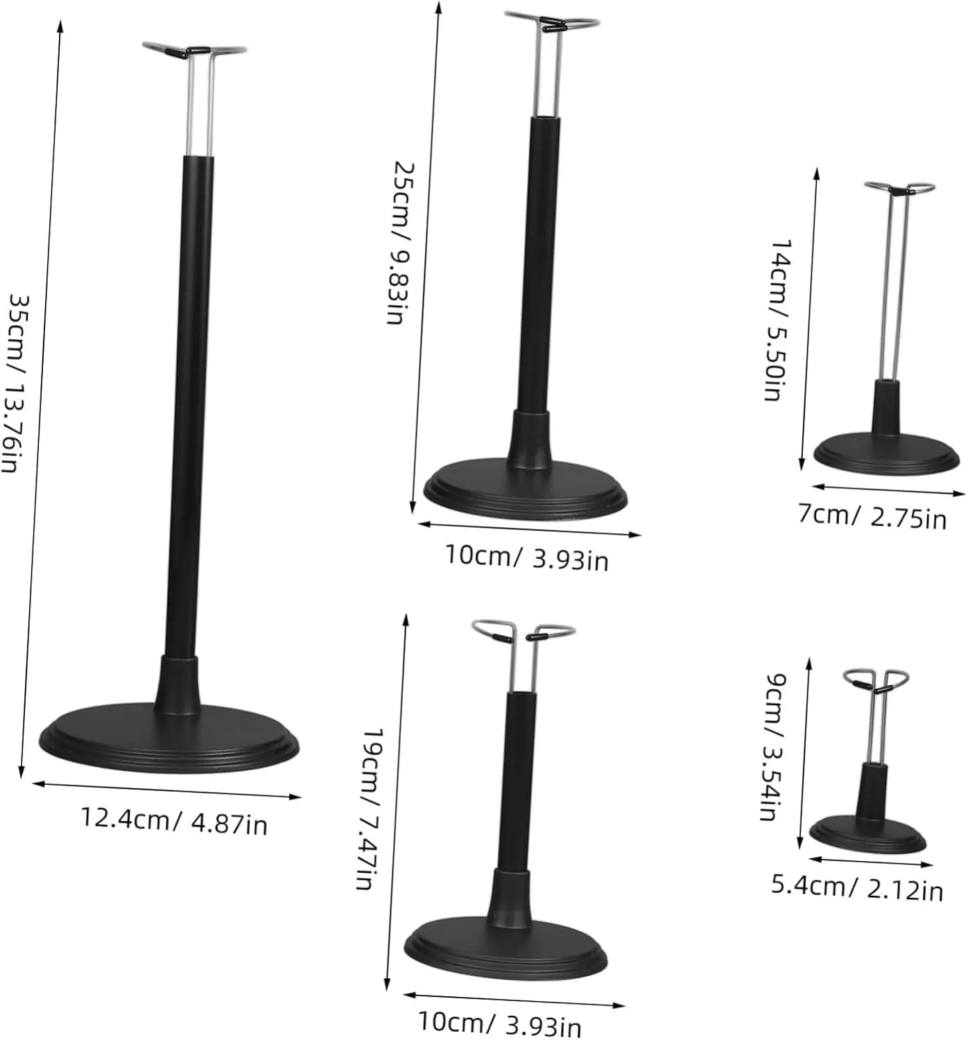 PartyKindom Doll Display Stand 5pc Action Figure Stands Sturdy Plastic Base Metal Structure