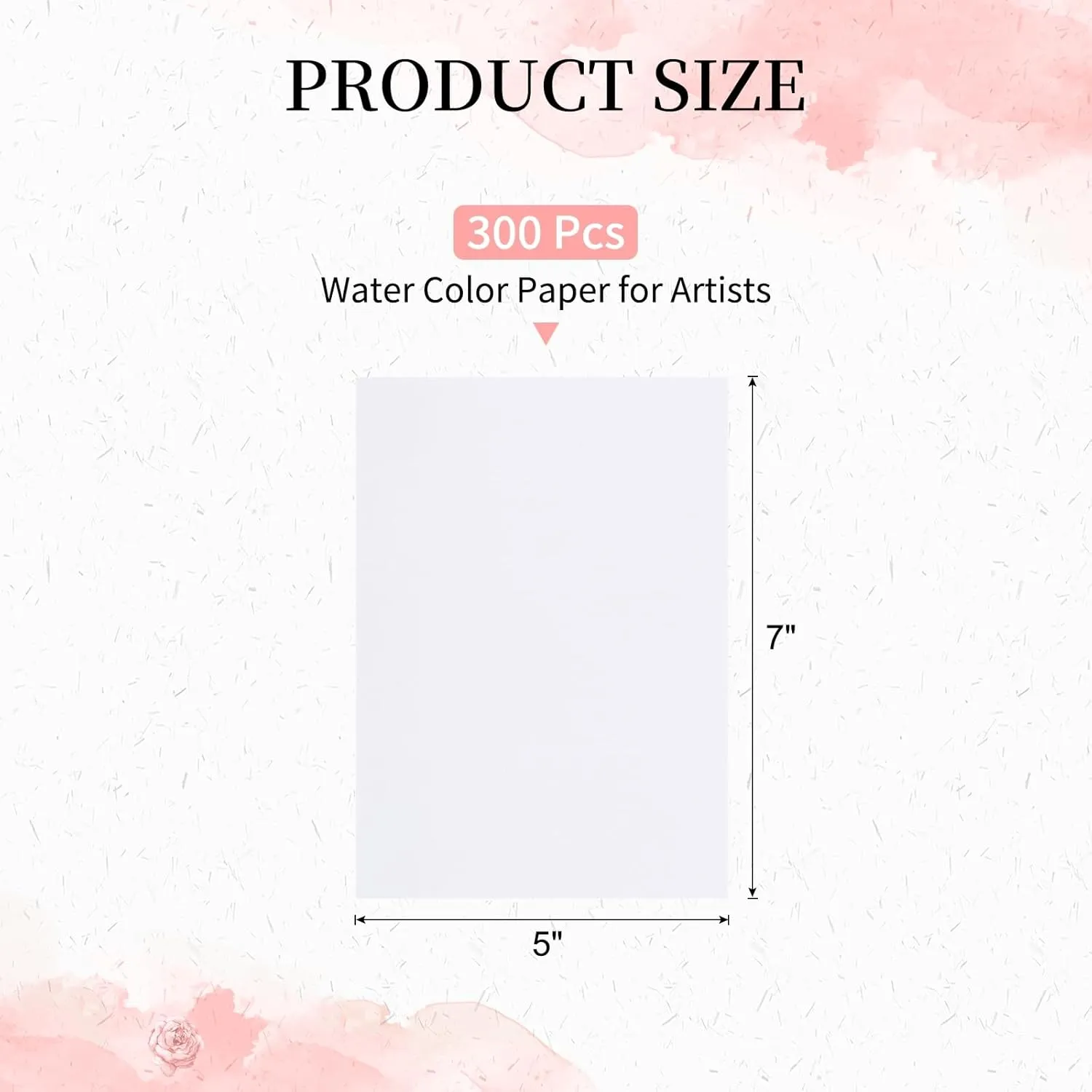 PATIKIL 5"x7" Watercolor Paper Bulk, 300 Sheets Water Color Cotton Paint Paper Cold Press 92lb/250 GSM for Art Painting Artists Drawing Supplies