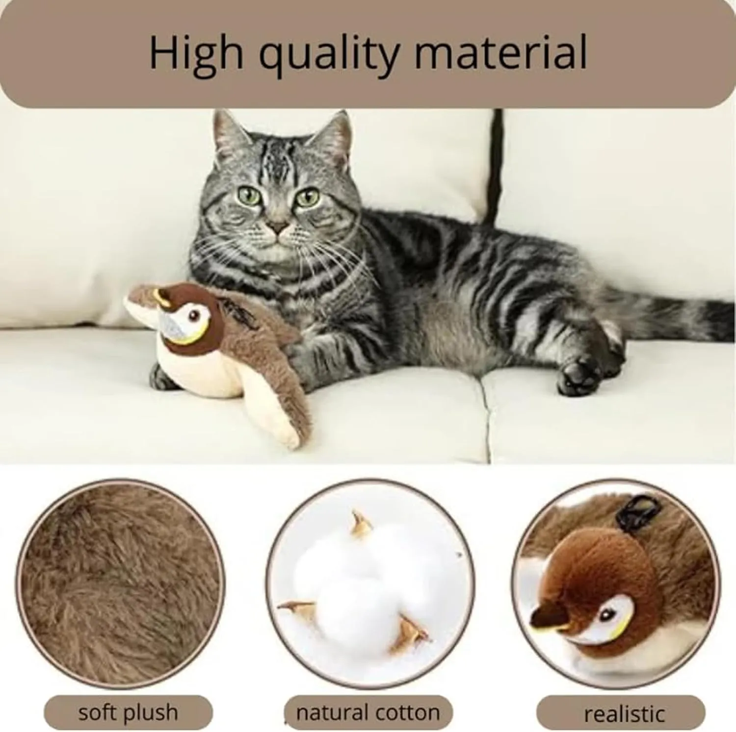 Pawactive Vocal Prey Toy, Bird Toy That Chirps and Flaps, Chirping Birds Cat Toys Flapping Wings Flying, Flying Interactive Simulation Electric Sparrow Shaking Bird (2*Woodpecker)