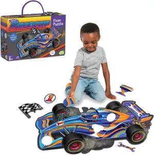Peaceable Kingdom Giant Floor Puzzles with Uniquely Fun Shaped Pieces for Kids Ages 3  Gifts for Boys and Girls - Racecar